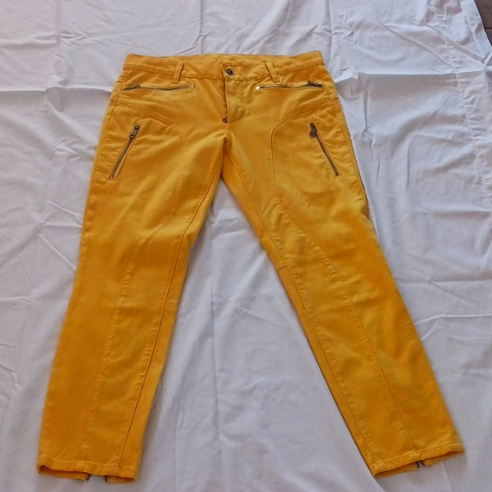 Ralph Lauren Yellow Skinny Jeans With Great Zipper Detail